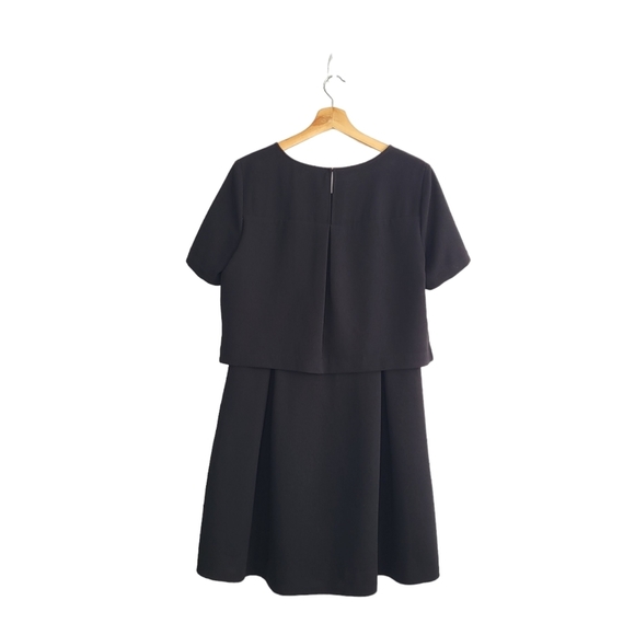 Madewell Folio Tiered Crepe Short Sleeve Hi-Lo Solid Black Mini Dress Size 6 nov - Picture 11 of 14